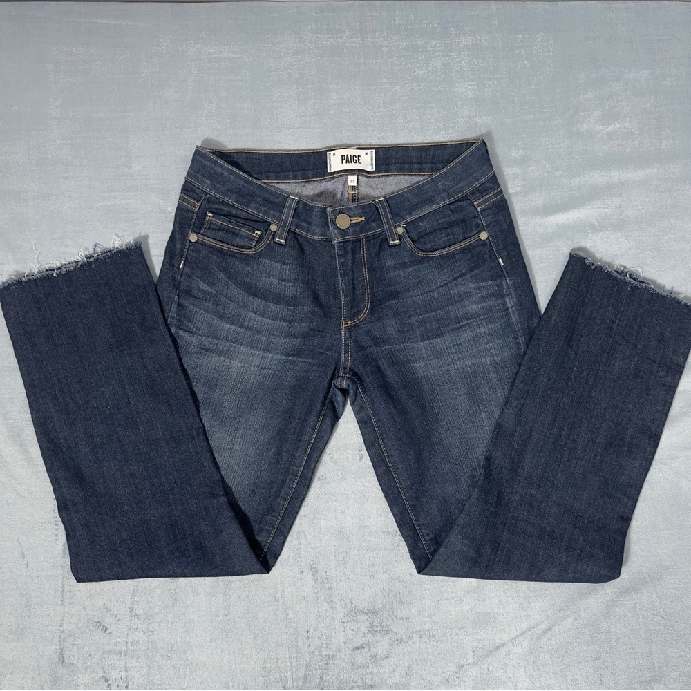 PAIGE Women's Dark Blue Straight-Leg Jeans